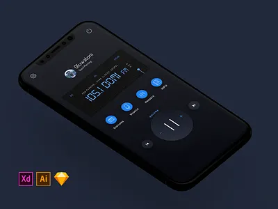 (DARK) Radio Concept Application Design + FREEBIES adobeillustrator app dark dashboard design radio sketchapp ui ux xd