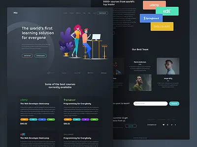 Mix landing page courses education gradient hero image home illustration landing learning mix page