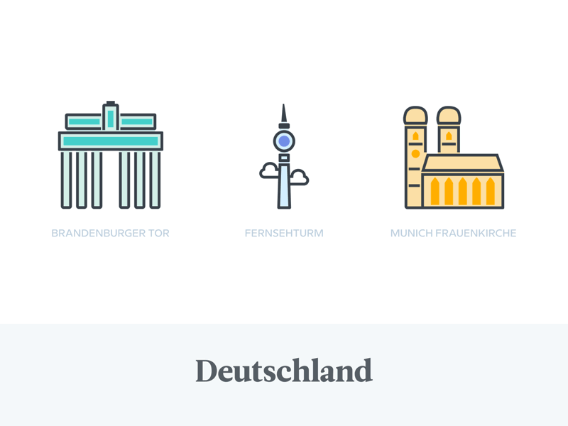 Landmark icons countries icons illustration language learning