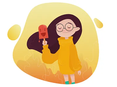 Hot Summer adobe art design drawing girl happy hot icecream illustration illustrator kids orange photoshop summer vector yellow
