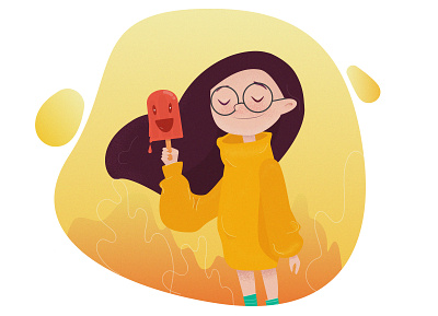 Hot Summer adobe art design drawing girl happy hot icecream illustration illustrator kids orange photoshop summer vector yellow