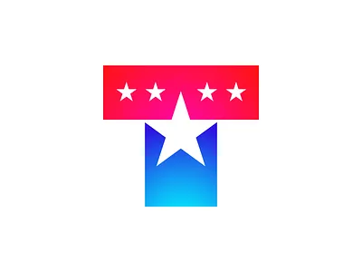 Letter T Exploration — Concept 02 brand identity branding graphic for sale unused buy gradient color shape red logo mark symbol icon president election america type typography text custom usa star freedom democracy