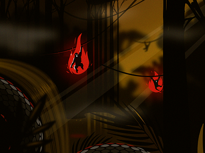 Jungle animal fire jungle monkey nature plant snake