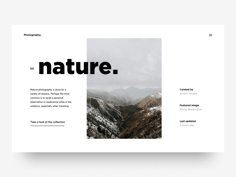 Photography Pageload design minimal pageload typogaphy ui ui animation ux webdesign