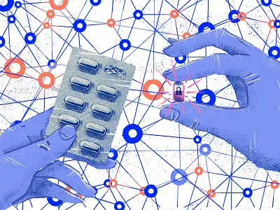 "Hyperledger Fabric" blogpost illustration blockchain confidential hyperledger illustration pills tooploox