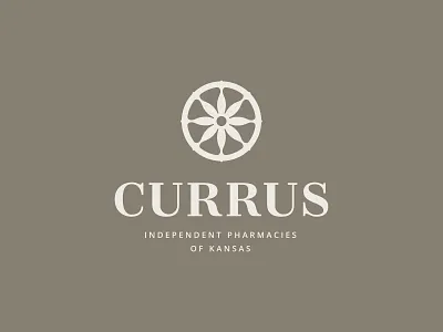 Currus Logo chariot currus flower independent kansas lockup logo pharmacy sunflower wheel zaharah