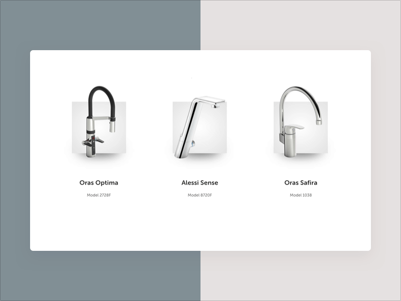 Faucet CSS Transforms for Oras card css minimal product ui ux
