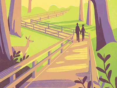 Forest Walk deer forest illustration nature texture trees woods