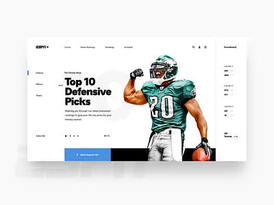 Fantasy Landing Page clean editorial football grid layout ui