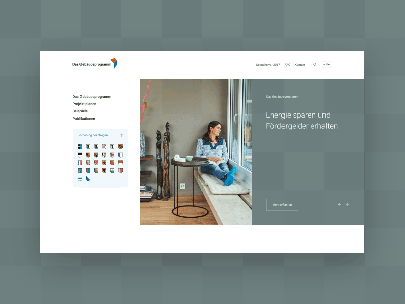 Das Gebäudeprogramm animation colorfull relaunch renewable energy slider switzerland ui ux