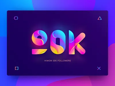 Hiwow 20000 + followers（02） 20k banner black and red color icon colors gradients graphic hiwow icons illustration logo design number pink red blue typography ui app visual design web design