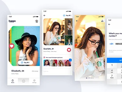 Happn Redesign app clean concept creative design gradients illustration interface mobile trending typography uiux user website