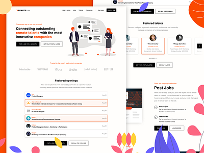 RemoteLists - Landing Page (WIP) 2d app clean companies design graph hire home homepage illustration jobs landing landingpage logo mobile remote ui ux web website