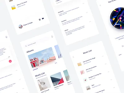 Music app design interface list menu music picture player ui