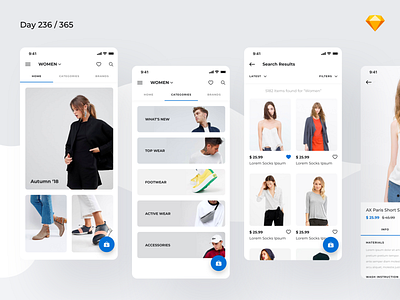 Minimal Fashion App Freebie | Day 236/365 - Project365 challenge clothing app freebie daily ui design design challenge fashion app freebie freebie friday ios mobile app project365 sketch sketch freebie