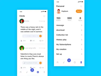 Music interface dynamic effect ——4 app circle of friends design fashion interface music ui