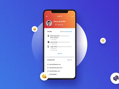 Key activity app blue bold cards clean color design interface ios key minimal orange logo simple ui ux white