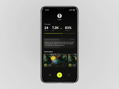 Personal Gamer's Coach app dota esports ios iphone mobile screen ui wip