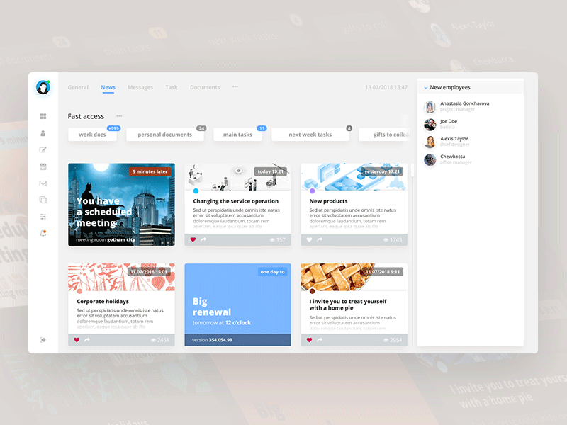 Task manager with social network functions animation material product social network task manager ui ux web