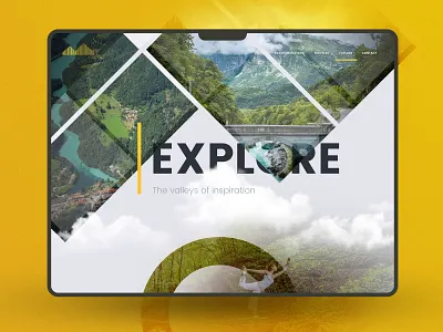 Explore the nature clouds dashboard explore header health hotel nature photoshop ui web webdesign yellow yoga