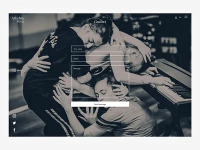 Contact page for a dancer's portfolio contact contact page design photo background porfolio