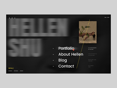 Shu Hellen Photographer Website Open Menu black blog blur concept contact design dot grid homepage interface menu photo photographer portfolio typography ui ux web website white