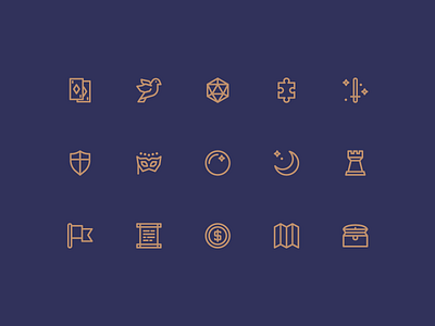 The Wizard's Chest – Icon Set cards castle chest dice dove flag icons mage magic puzzle scroll wizard