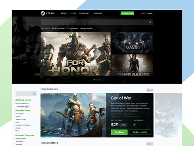 Steam Gamestore Redesign clean games gaming redesign steam store ui user interface website