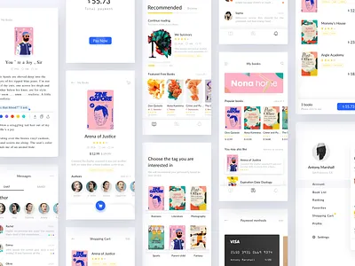 Reading App Design Project animated app book branding card clean color flat interface iphone x iphonex kit portfolio queble read typography ui ui ux uidesign user interface