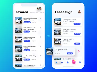 Get Wheels. List Styles bottom navigation car lease car rentals cards comparison design process edgeswipe iphonex lease list list page list view process slide tags tiles ui ux vehicle