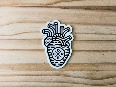 Core Heart anatomical core heart linework logo sticker ux