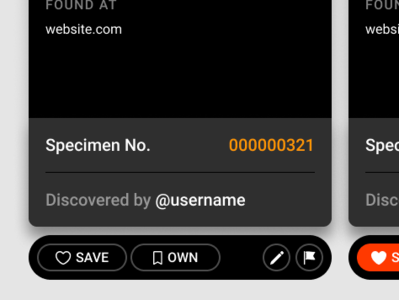 Specimen Cards and Controls buttons ui web interface
