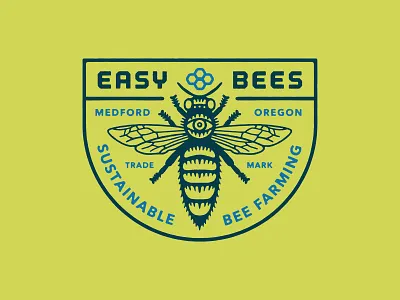 Easy Bees badge beekeeping bees branding design handdrawn identity logo queen bee typography