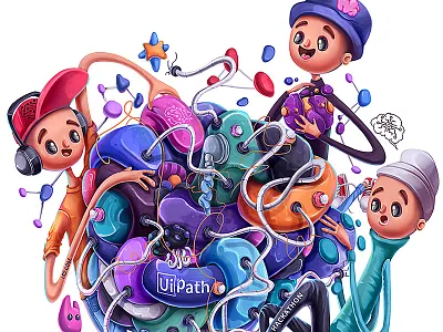 UiPath Hackathon build characters code concept craft developers hackathon illustration