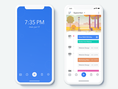 Activity App - Home Screen android calendar cards free ios mobile organize plan profile sketch ui