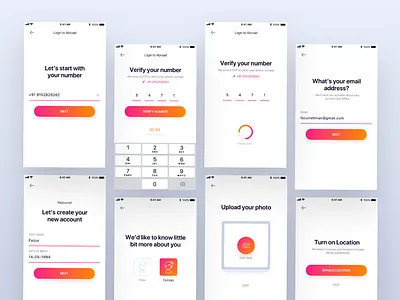 Dating App Onboarding Login Ui app dating design gradiant ios iphone onboard sketch ui ux white