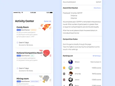 UI-Page02 app blue candy color finance game rankings shovel sports ui