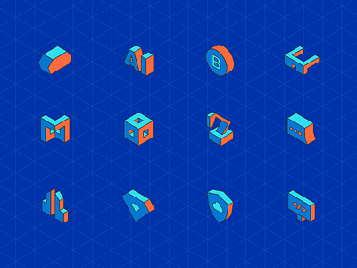 Technology icon 2.5d data global internet illustration technology ui