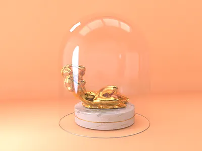 Gold 3d animation cinema 4d glass gold lady statue