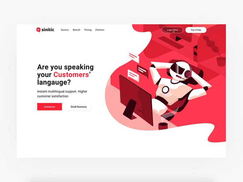 Home Page Interaction ai animation bot chat landing robot scroll ui web website