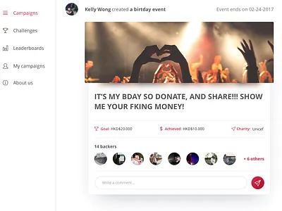 Donation cards charity clean dashboard donate donation timeline web