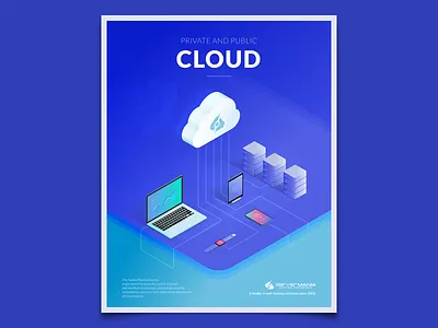 Private & Public Cloud connections devices illustration isometric mobile server