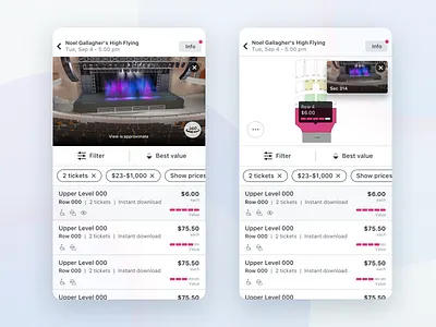 Stubhub Event Page app design ui ux