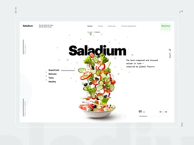 Saladium design food fresh green minimal salad typography ui ux web