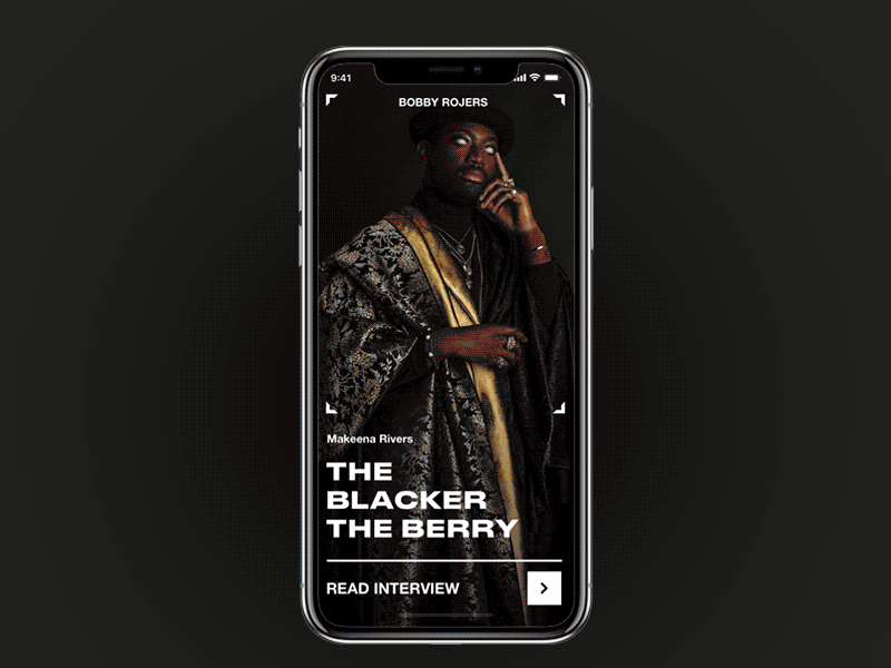 Mobile app for photographer Boobby Rojers app concept design ui ux