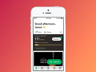 Five dot oh, SE-friendly app design ios starbucks ui ux
