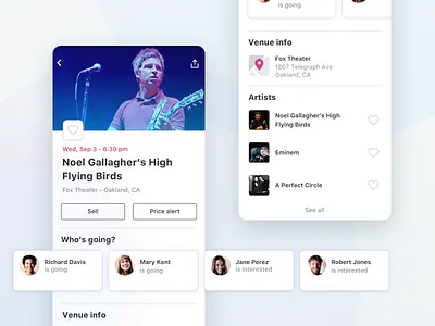 Stubhub Event Info Page app design ui ux