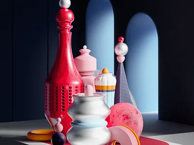 Summer 2018 3d art cgi cinema4d design illustation octane render set shapes