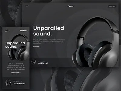 Falcon 🔥😎 dark feature hero landing page mobile product product design
