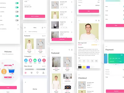 Nova E-commerce UI Kit app checkout pay card creative design e commerce app ecommerce e commerce fashion app illustration logo scout typography ui ux vector